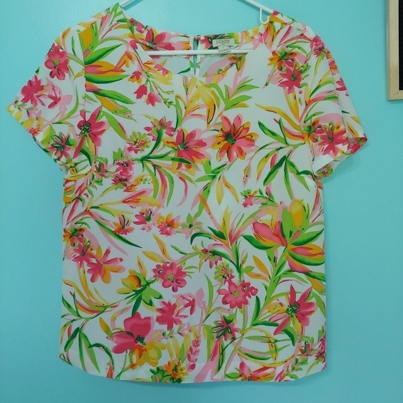 J. Crew Floral Short Sleeve Blouse - Picture 2 of 7